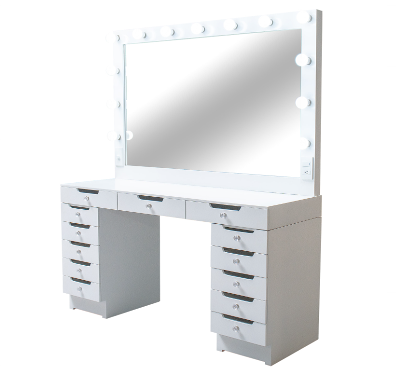 Amun Vanity desk and Mirror Combo 59 long Mirror and Desk – Deluxe Vanity  & More