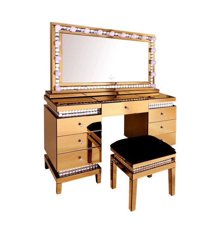 mirrored computer desk